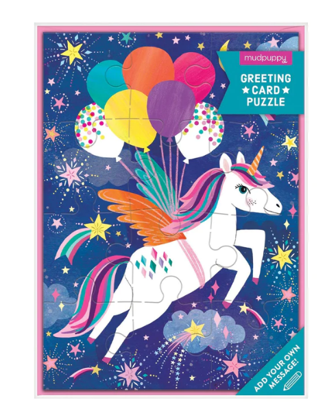 GREETING CARD PUZZLE  - UNICORN PARTY
