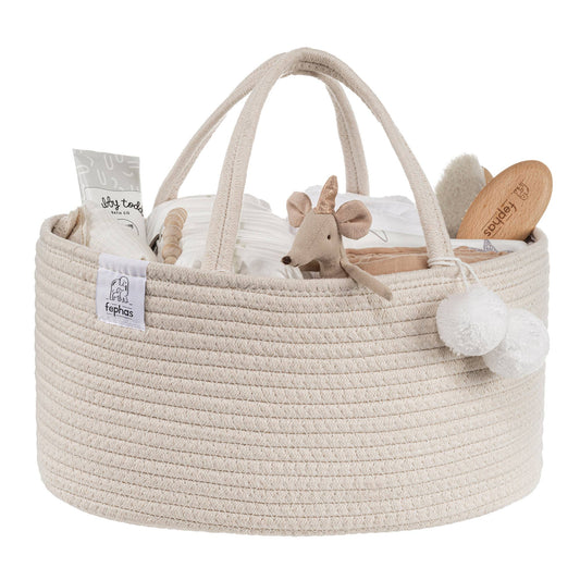 COTTON ROPE DIAPER CADDY OFF WHITE