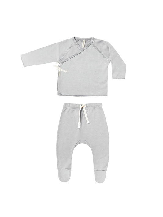 QUINCY MAE WRAP TOP + FOOTED PANT SET CLOUD