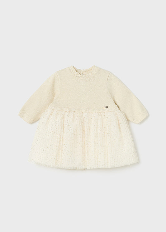 MAYORAL KNIT TULLE DRESS - CREAM