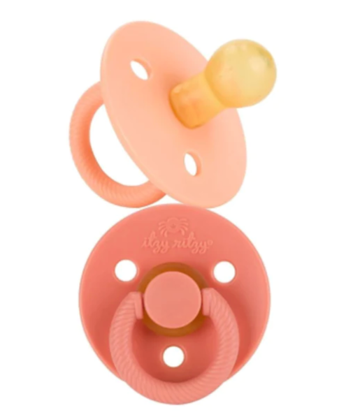 ITZY SOOTHER APRICOT/TERRACOTTA NATURAL RUBBER PACIFIER SET
