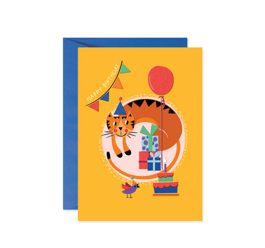 BIRTHDAY TIGER AND PARTY CARD