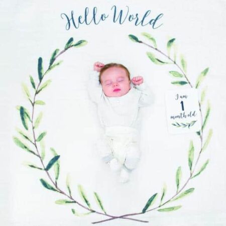HELLO WORLD BABY'S FIRST YEAR BLANKET AND CARD SET