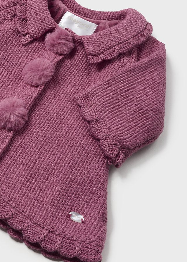 MAYORAL KNIT COAT WITH HAT - PINK