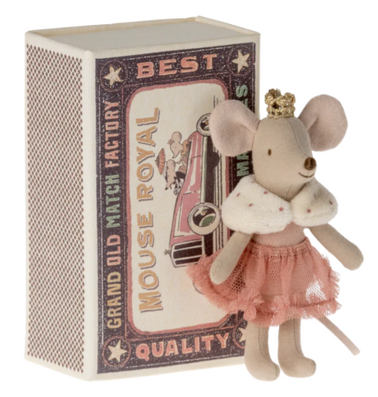 MAILEG PRINCESS MOUSE, LITTLE SISTER IN MATCHBOX ROSE