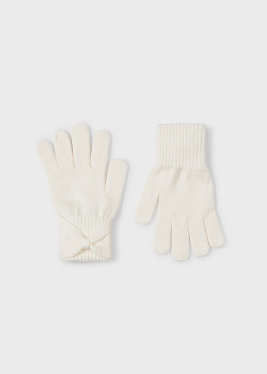 MAYORAL BOW KNIT GLOVES - CREAM SIZE 4
