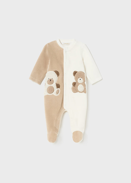 MAYORAL VELOUR FOOTED ONE PIECE WITH BEARS