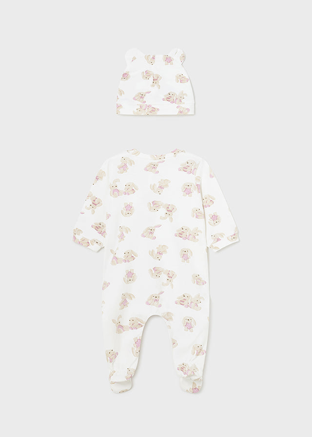 MAYORAL FOOTED ONESIE WITH HAT - BUNNIES