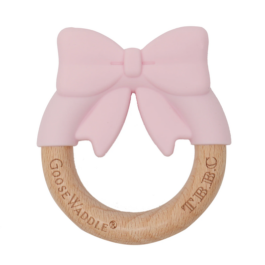 GOOSEWADDLE X T.B.B.C. BOW WOODEN & SILICONE TEETHER