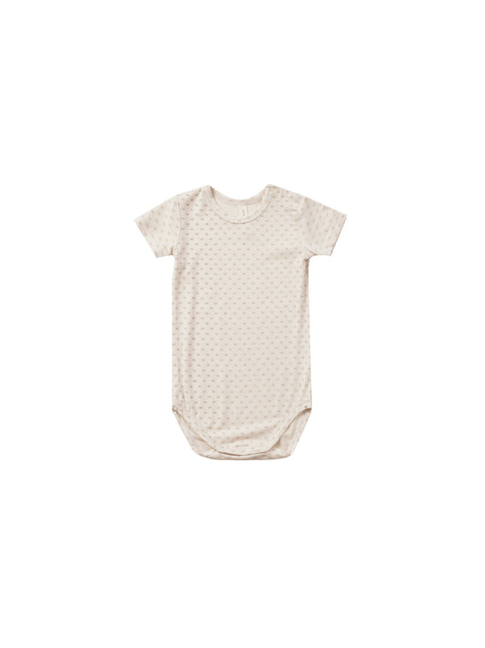 QUINCY MAE BAMBOO SHORT SLEEVE BODYSUIT - OAT CHECK