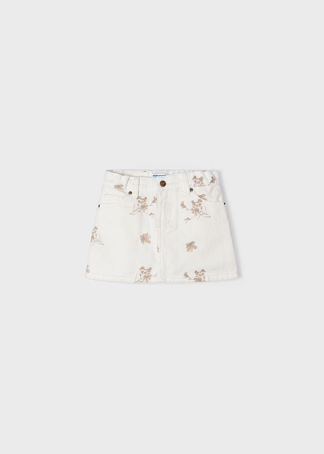 MAYORAL GIRLS TWILL SKIRT WITH EMBROIDERY