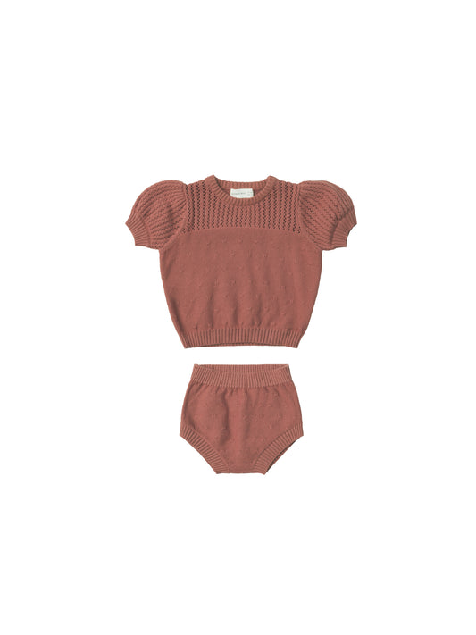 QUINCY MAE POINTELLE KNIT SET BERRY