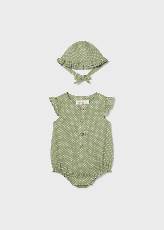 MAYORAL LINEN ROMPER WITH HAT