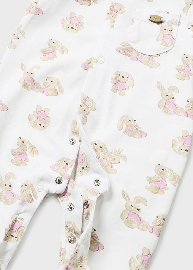 MAYORAL FOOTED ONESIE WITH HAT - BUNNIES