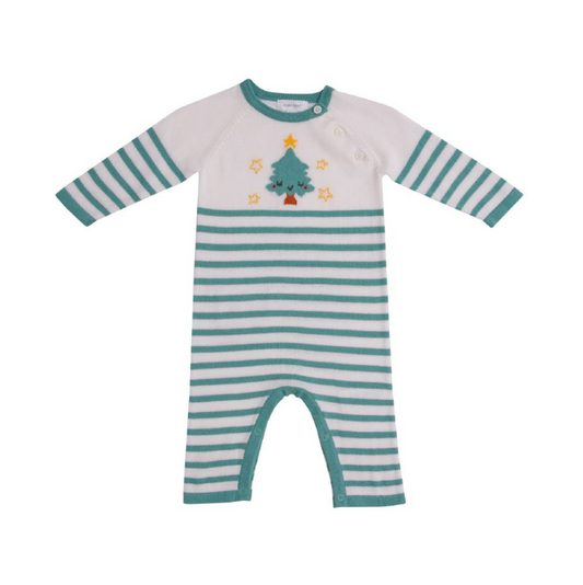 HAPPY HOLIDAY TREE KNIT COVERALL