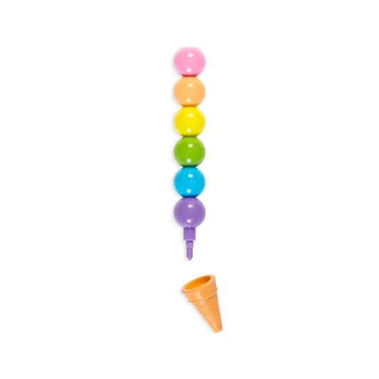 RAINBOW SCOOPS STACKING ERASABLE CRAYONS + SCENTED ERASER