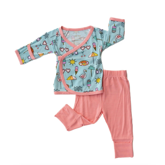 LITTLE SLEEPIES POOL PARTY TWO-PIECE BAMBOO VISCOSE CROSSOVER SET