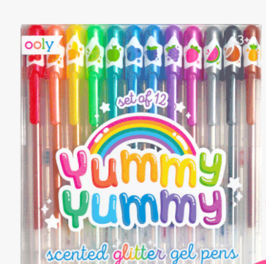 YUMMY YUMMY SCENTED COLORED GLITTER GEL PENS 2.0 - SET OF 12