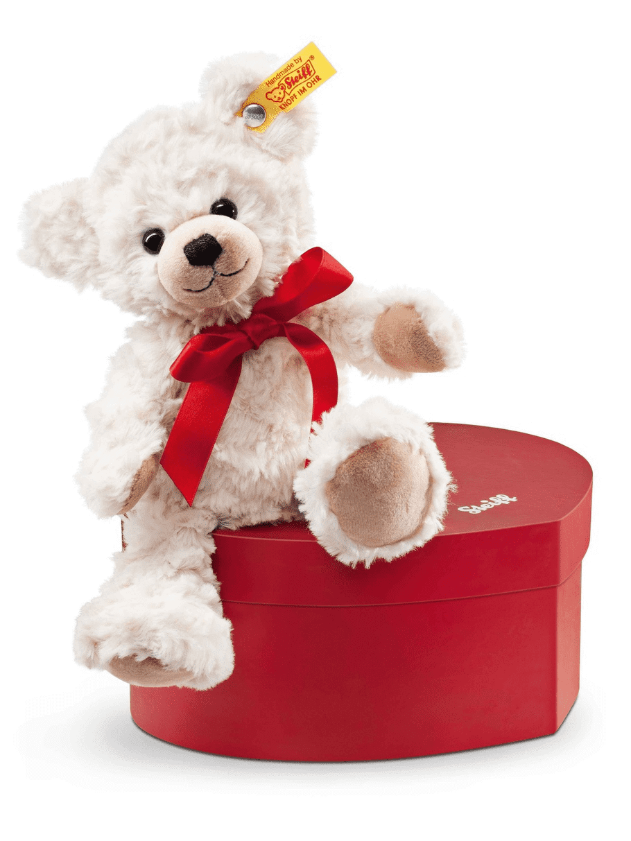 SWEATHEART TEDDY BEAR IN HEART BOX, CREAM