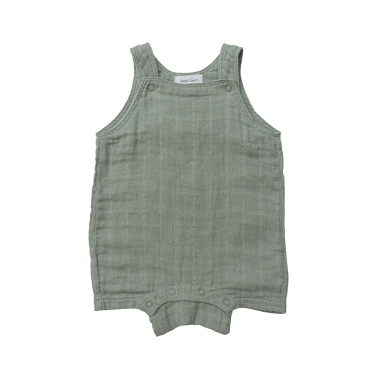 SOLID MUSLIN OVERALL SHORTIE - SAGE