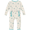 NATURAL SNOWFLAKES PRINT COVERALL WITH ZIPPER