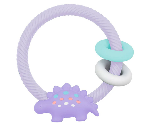 RITZY RATTLE SILICONE TEETHER RATTLE - PURPLE DINO