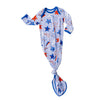 LITTLE SLEEPIES BLUE STARS & STRIPES BAMBOO VISCOSE INFANT KNOTTED GOWN