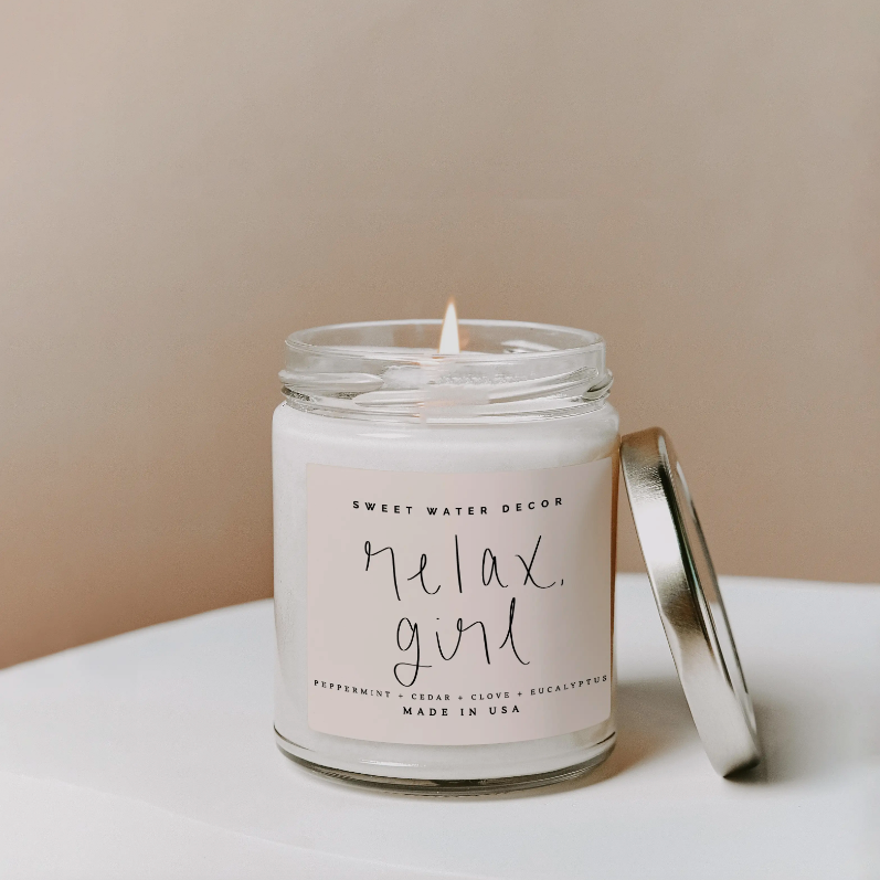 RELAX GIRL SOY CANDLE - CLEAR JAR 9OZ
