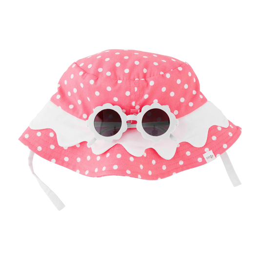 PINK SCALLOP HAT AND GLASSES