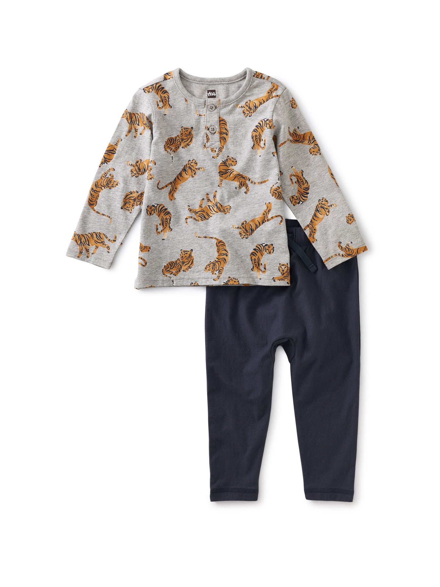 TEA COLLECTION HENLEY BABY SET - TOSSED TIGERS