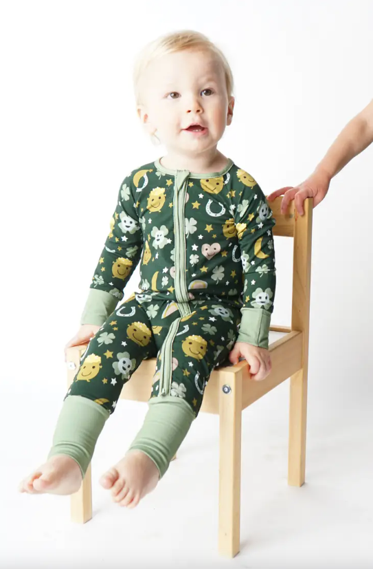 LUCKY CHARM BAMBOO PAJAMA CONVERTIBLE FOOTIE ROMPER