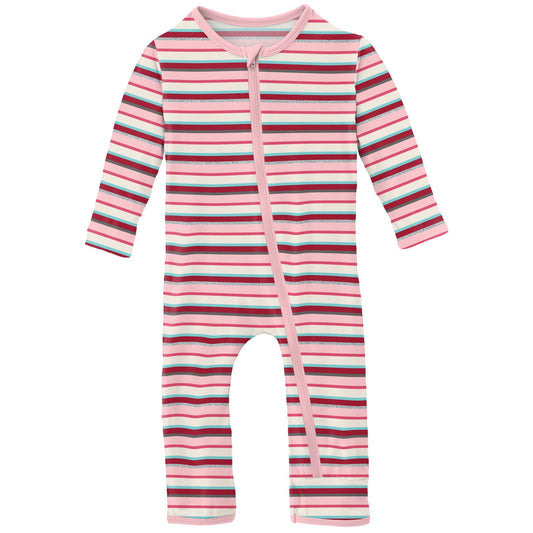 ANNIVERSARY BOBSLED STRIPE PRINT COVERALL WITH ZIPPER