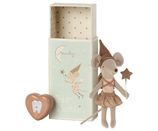 MAILEG TOOTH FAIRY MOUSE IN MATCHBOX - ROSE