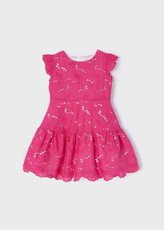MAYORAL EMBROIDERED DRESS -HOT PINK