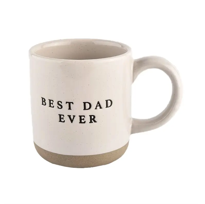 BEST DAD EVER - CREAM STONEWARE COFFEE MUG - 14OZ